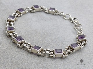 BrA139 Bracelet Argent Massif Améthyste