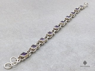 BrA139 Bracelet Argent Massif Améthyste