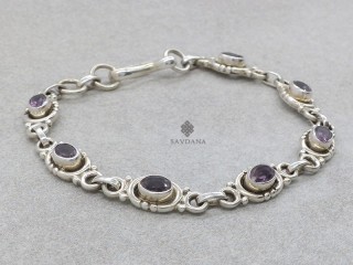 BrA141 Bracelet Argent Massif Améthyste