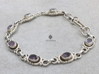 BrA141 Bracelet Argent Massif Améthyste