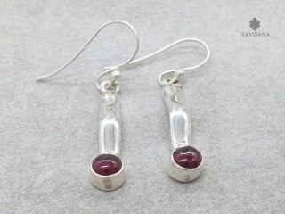 BdOA240 Boucles d'Oreille Argent Massif Grenat
