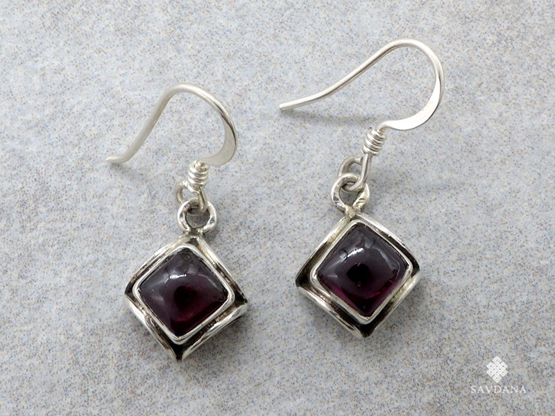 BdOA245 Boucles d'Oreille Argent Massif Grenat