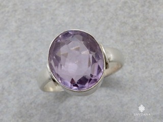 BA600 Bague Argent Massif Améthyste. Taille 58