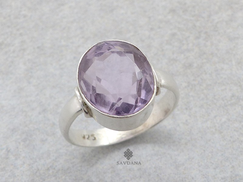 BA600 Bague Argent Massif Améthyste. Taille 58