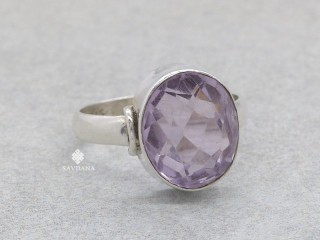 BA600 Bague Argent Massif Améthyste. Taille 58