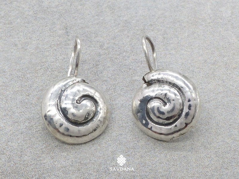 BdOA141 Boucles d'Oreille Tibétaines Argent Massif
