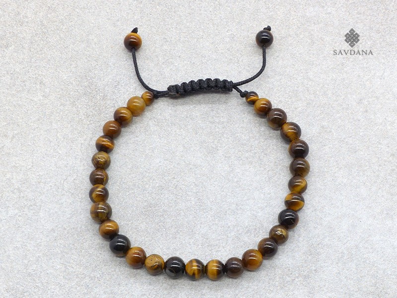 BrMala281 Bracelet Mala de Prières Tibétain Oeil de Tigre