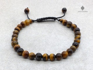 BrMala281 Bracelet Mala de Prières Tibétain Oeil de Tigre