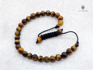 BrMala281 Bracelet Mala de Prières Tibétain Oeil de Tigre