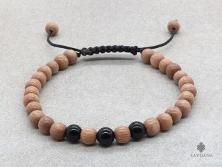 BrMala343 Bracelet Mala de Prières Tibétain Bois Onyx