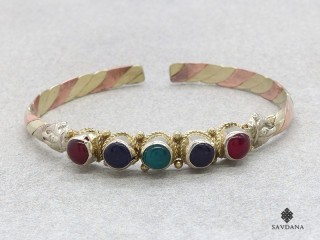 BrD427 Bracelet 3 Métaux Pierres