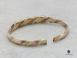BrD427 Bracelet 3 Métaux Pierres