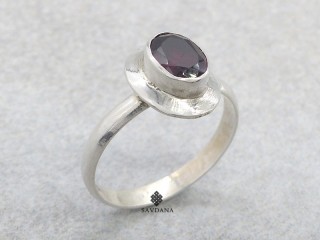 BA378 Bague Argent Massif Grenat. Taille 58
