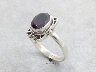 BA580 Bague Argent Massif Grenat. Taille 53