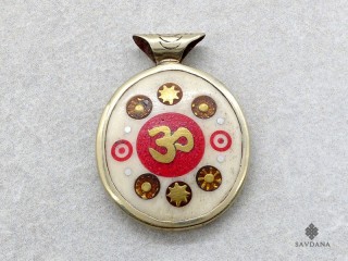 P116 Pendentif Tibétain Yeux de Bouddha Om Yin Yang