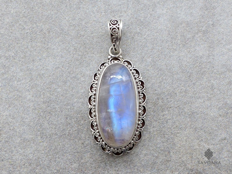 PA517 Pendentif Argent Massif Pierre de Lune