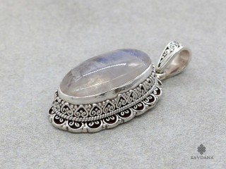 PA517 Pendentif Argent Massif Pierre de Lune