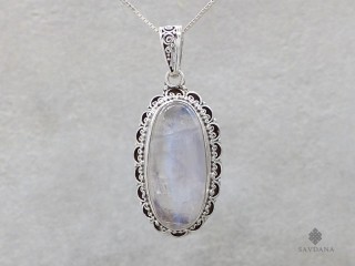 PA517 Pendentif Argent Massif Pierre de Lune