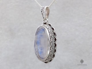 PA517 Pendentif Argent Massif Pierre de Lune