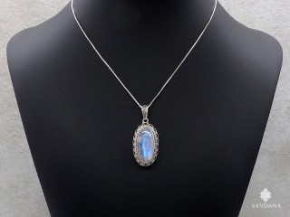 PA517 Pendentif Argent Massif Pierre de Lune
