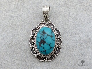 PA649 Pendentif Argent Massif Turquoise
