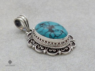 PA649 Pendentif Argent Massif Turquoise