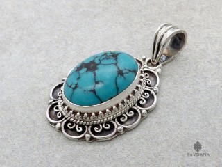 PA649 Pendentif Argent Massif Turquoise