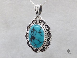 PA649 Pendentif Argent Massif Turquoise