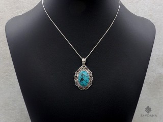 PA649 Pendentif Argent Massif Turquoise