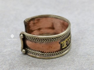 BgD173 Bague Tibétaine Métal Argenté Laiton Mantra Om Mani Padme Hum