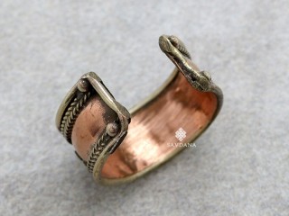 BgD173 Bague Tibétaine Métal Argenté Laiton Mantra Om Mani Padme Hum