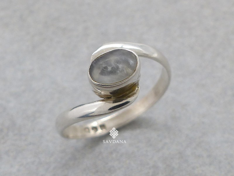 BA233 Bague Argent Massif Quartz. Taille 58