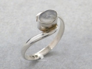 BA233 Bague Argent Massif Quartz. Taille 58