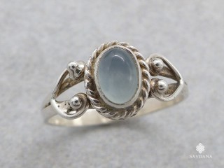 BA296 Bague Argent Massif Quartz. Taille 60