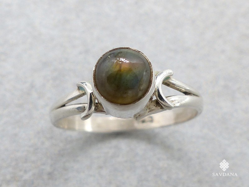 BA367 Bague Argent Massif Labradorite. Taille 57