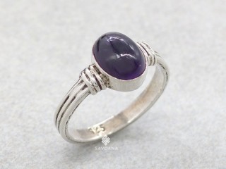 BA390 Bague Argent Massif Améthyste. Taille 56