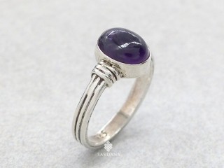 BA390 Bague Argent Massif Améthyste. Taille 56