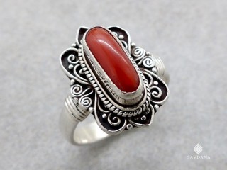 BA605 Bague Argent Massif Corail. Taille 58