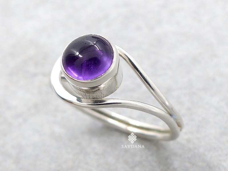 Bague En Argent Massif Avec Améthyste Baguette - Taille 54 - Occasion