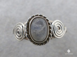 BA617 Bague Argent Massif Pierre de Lune. Taille 56