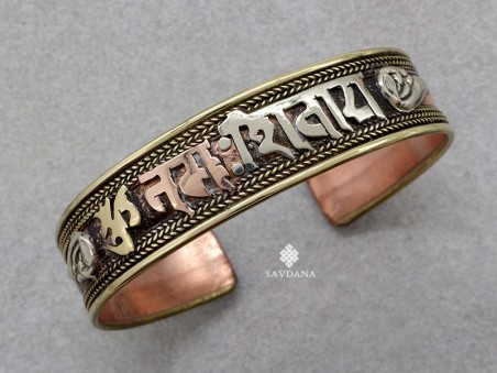 BrD363 Bracelet Tibétain 3 Métaux Mantra Om Namah Shivaya