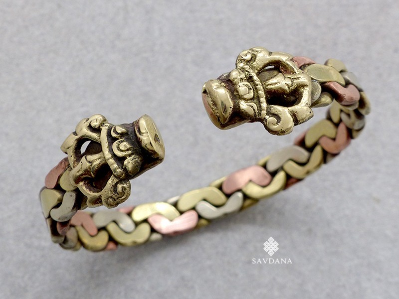 BrD431 Bracelet 3 Métaux Serpents