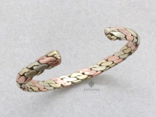 BrD436 Bracelet Tibétain Cuivre Laiton Métal Argenté