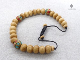BrMala307 Bracelet Mala de Prières Tibétain Os de Buffle