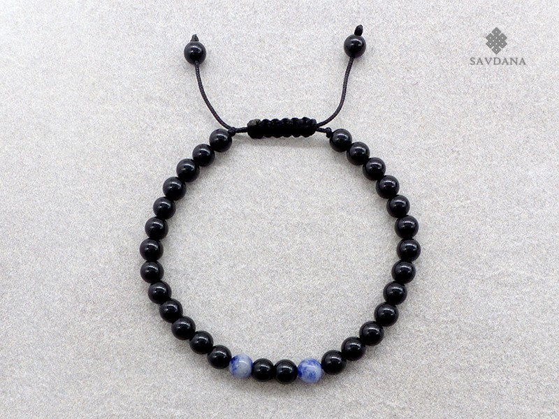 BrMala469 Bracelet Mala de Prières Tibétain Onyx Sodalite
