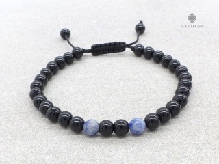 BrMala469 Bracelet Mala de Prières Tibétain Onyx Sodalite