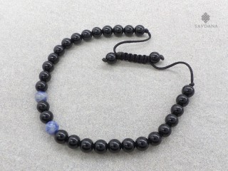 BrMala469 Bracelet Mala de Prières Tibétain Onyx Sodalite