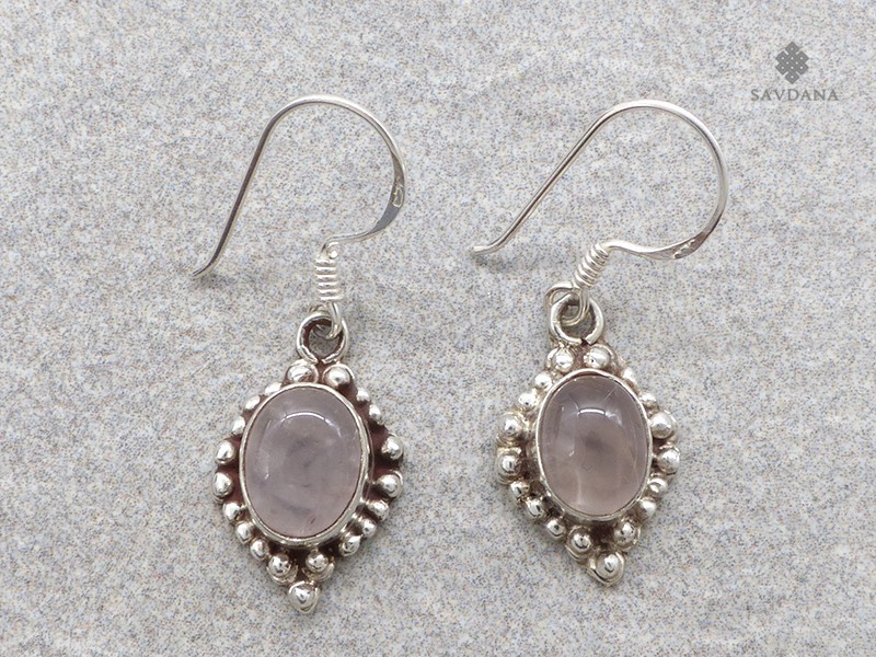 BdOA182 Boucles d'Oreille Argent Massif Quartz