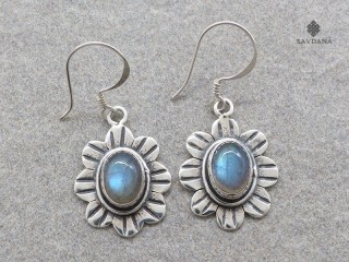 BdOA201 Boucles d'Oreille Argent Massif Labradorite