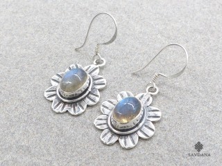 BdOA201 Boucles d'Oreille Argent Massif Labradorite